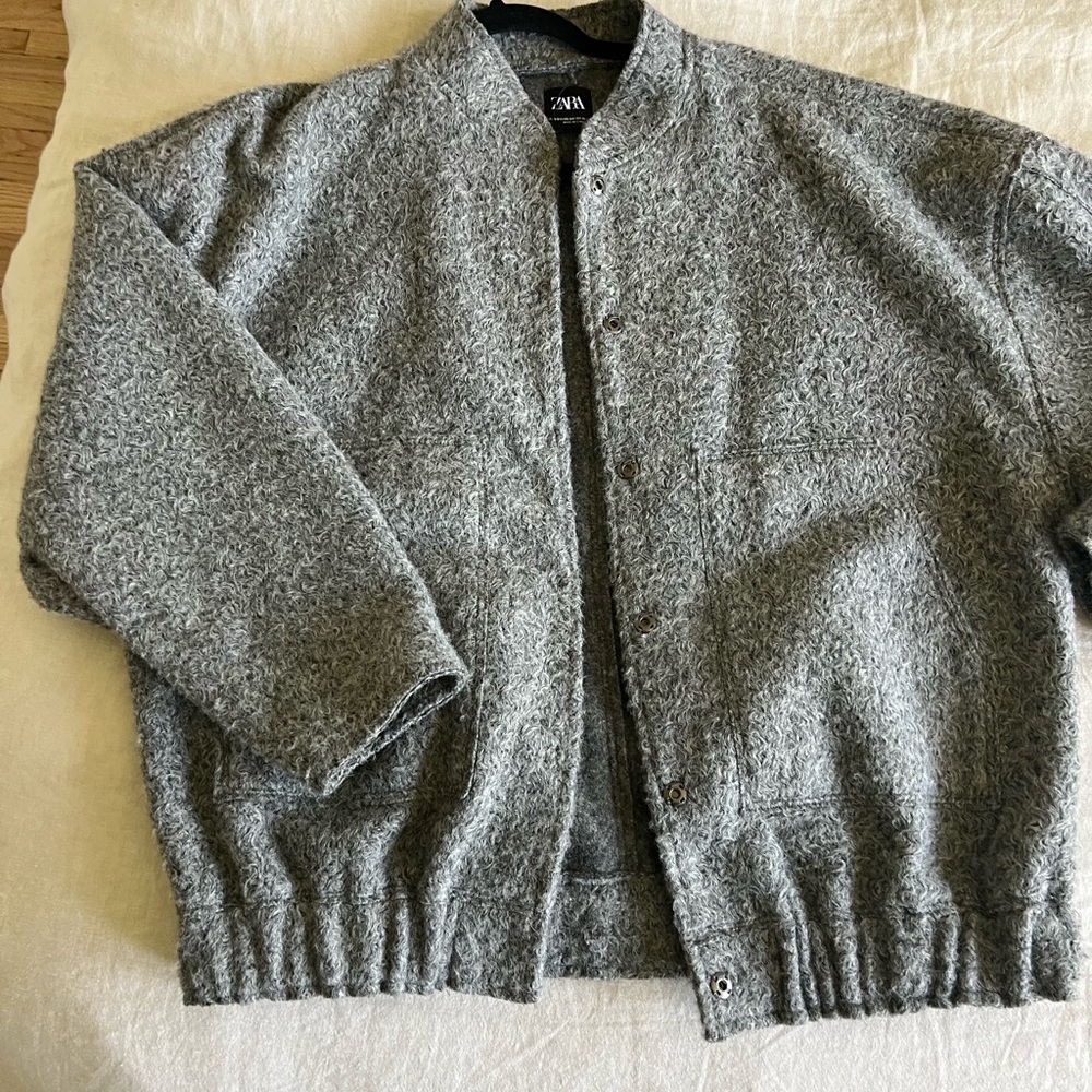 zara sold out grey bomber
